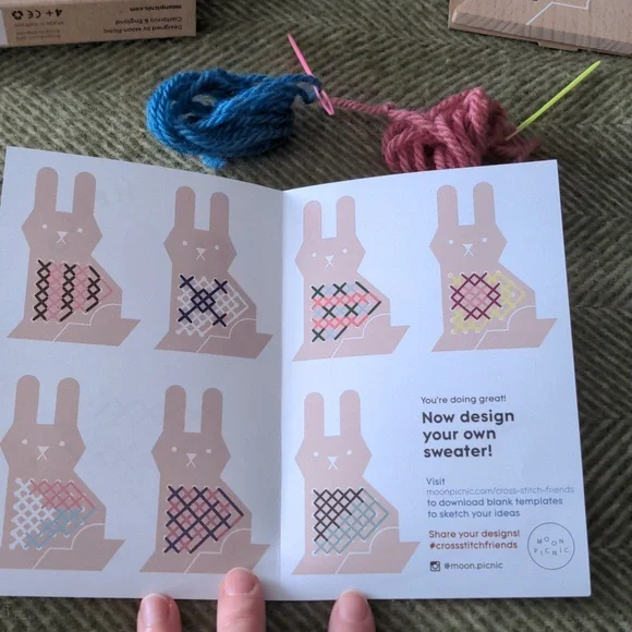 Beginner Bunny Cross-stitch Kit Rabbit By Moon Picnic, Beachwood Bunny Age 4+ - Picture 4 of 13